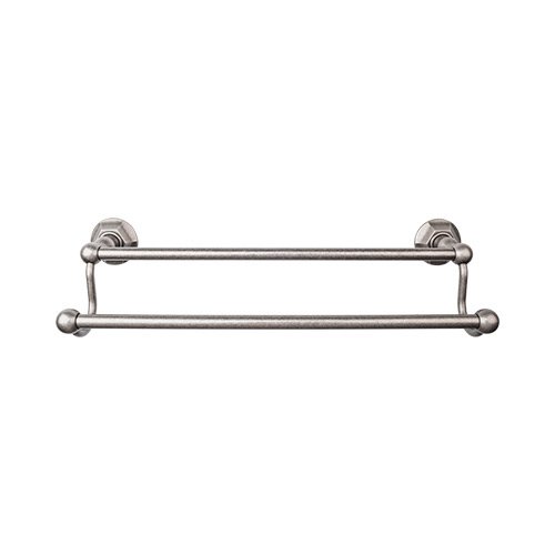 Edwardian Bath Towel Bar 18" Double - Hex Backplate in Antique Pewter