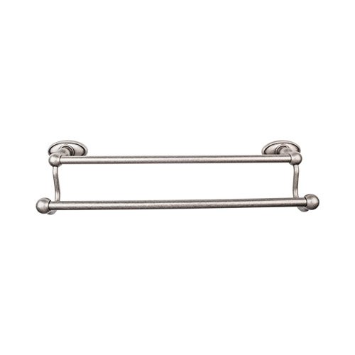 Edwardian Bath Towel Bar 18" Double - Oval Backplate in Antique Pewter