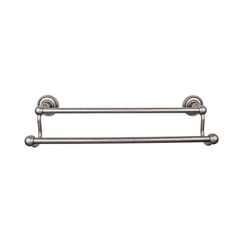 Edwardian Bath Towel Bar 18" Double - Rope Backplate in Antique Pewter