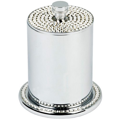 Solid Brass Free Standing Q Tip/Cotton Ball Jar in Polished Chrome with Crystals