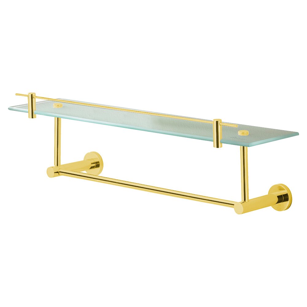 Glass Shelf with Under Bar 19 3/4" in Unlacquered Brass