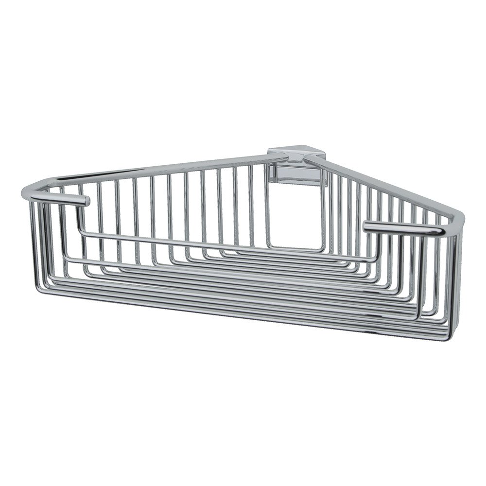 Large Deep Detachable Corner Basket with Round Rungs in Chrome