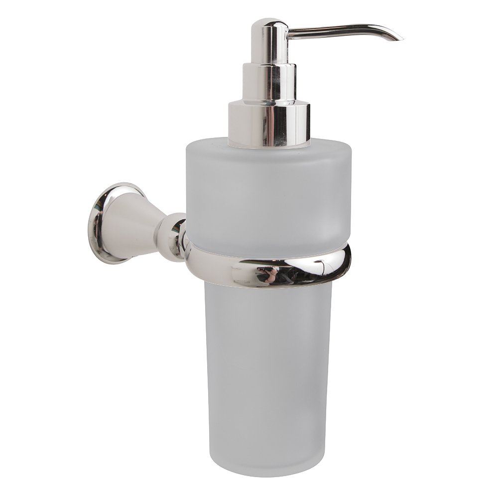 Frosted Glass Liquid Soap Dispenser in Polished Nickel