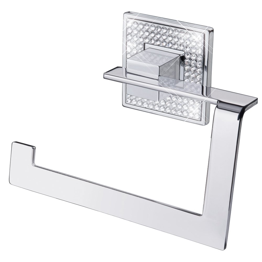 Toilet Paper Holder W 5 3/4" x H 4 3/8" in Polished Chrome With Swarovski Crystals