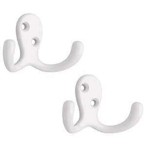 Liberty Hardware - Double Prong Robe Hook, 2 per pkg in White