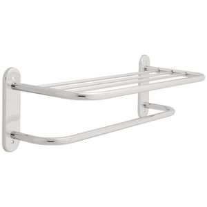 Liberty Hardware - Towel Shelves - 24" Towel Shelf with One Bar Solid Brass in Polished Chrome