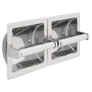 Liberty Hardware - Guest Room Accessories - Horizontal Recessed Twin Paper Holder in Bright Stainless Steel