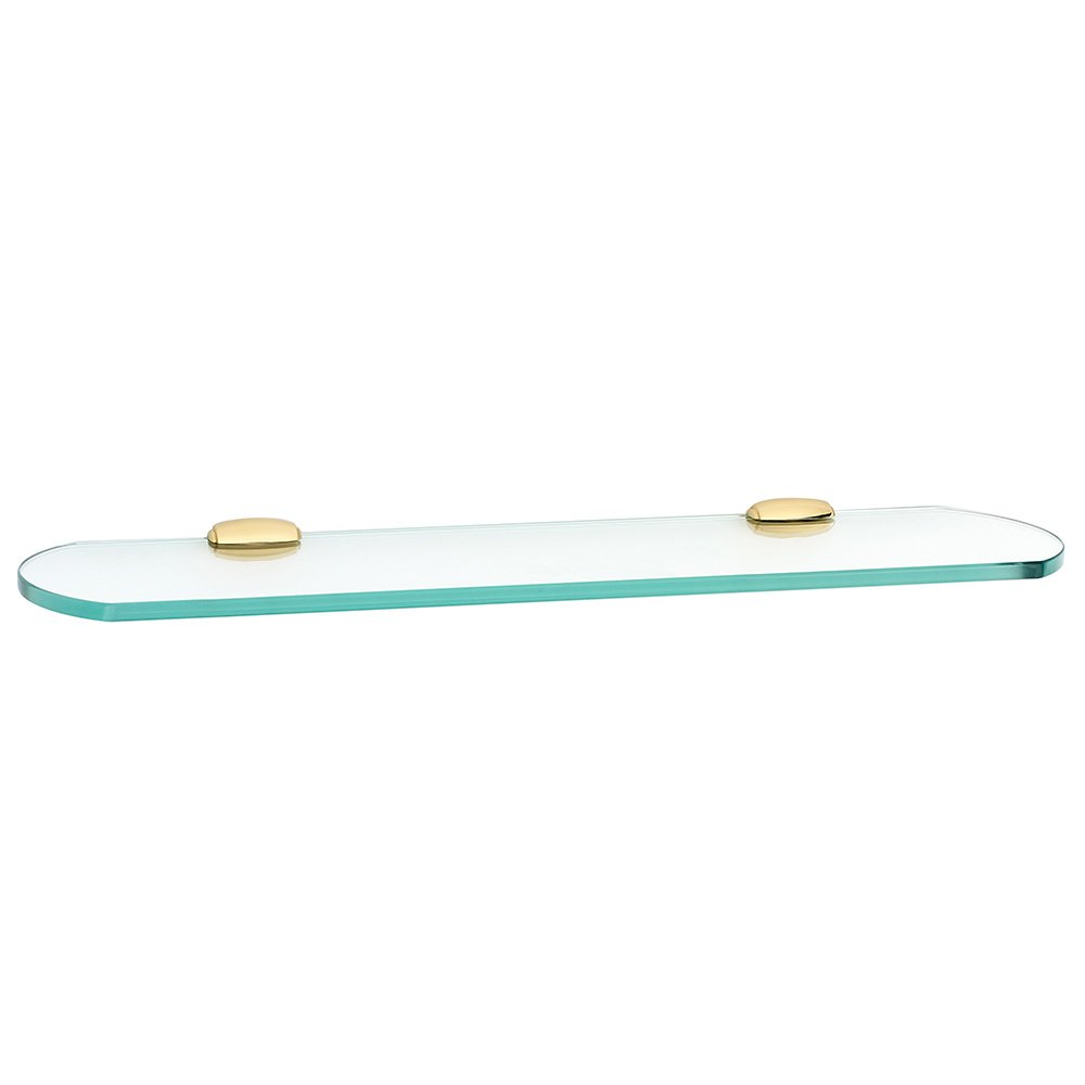 18" Glass Shelf With Brackets in Unlacquered Brass