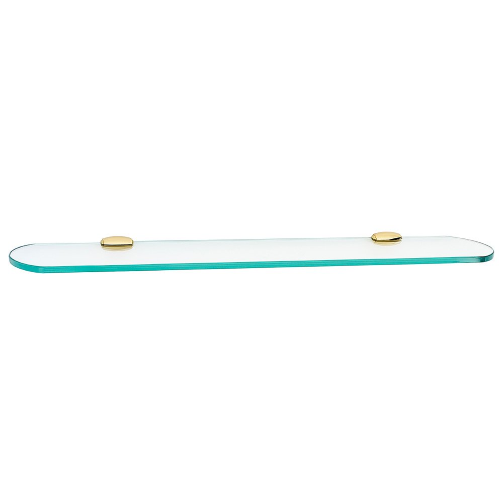 24" Glass Shelf With Brackets in Unlacquered Brass