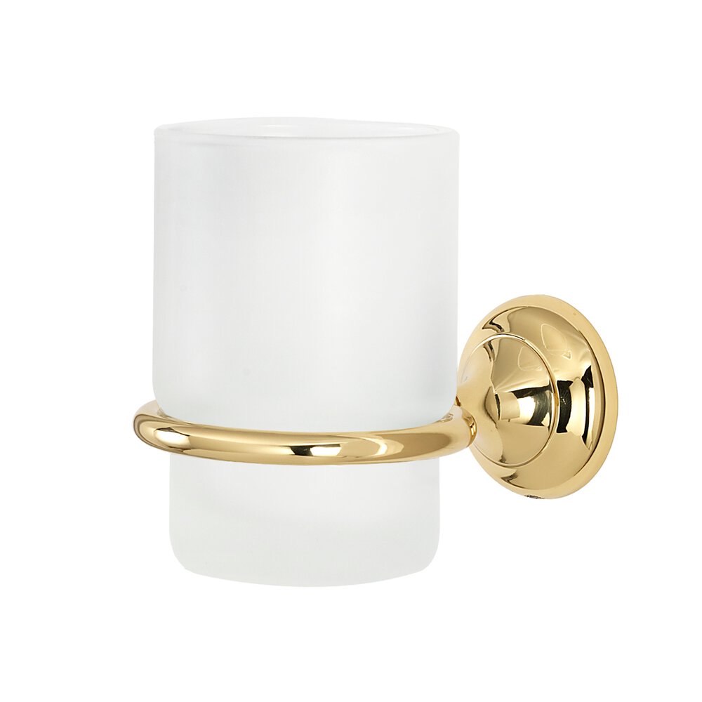 Tumbler Holder With Tumbler in Unlacquered Brass