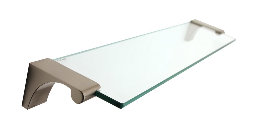 18" Glass Shelf with Brackets in Satin Nickel
