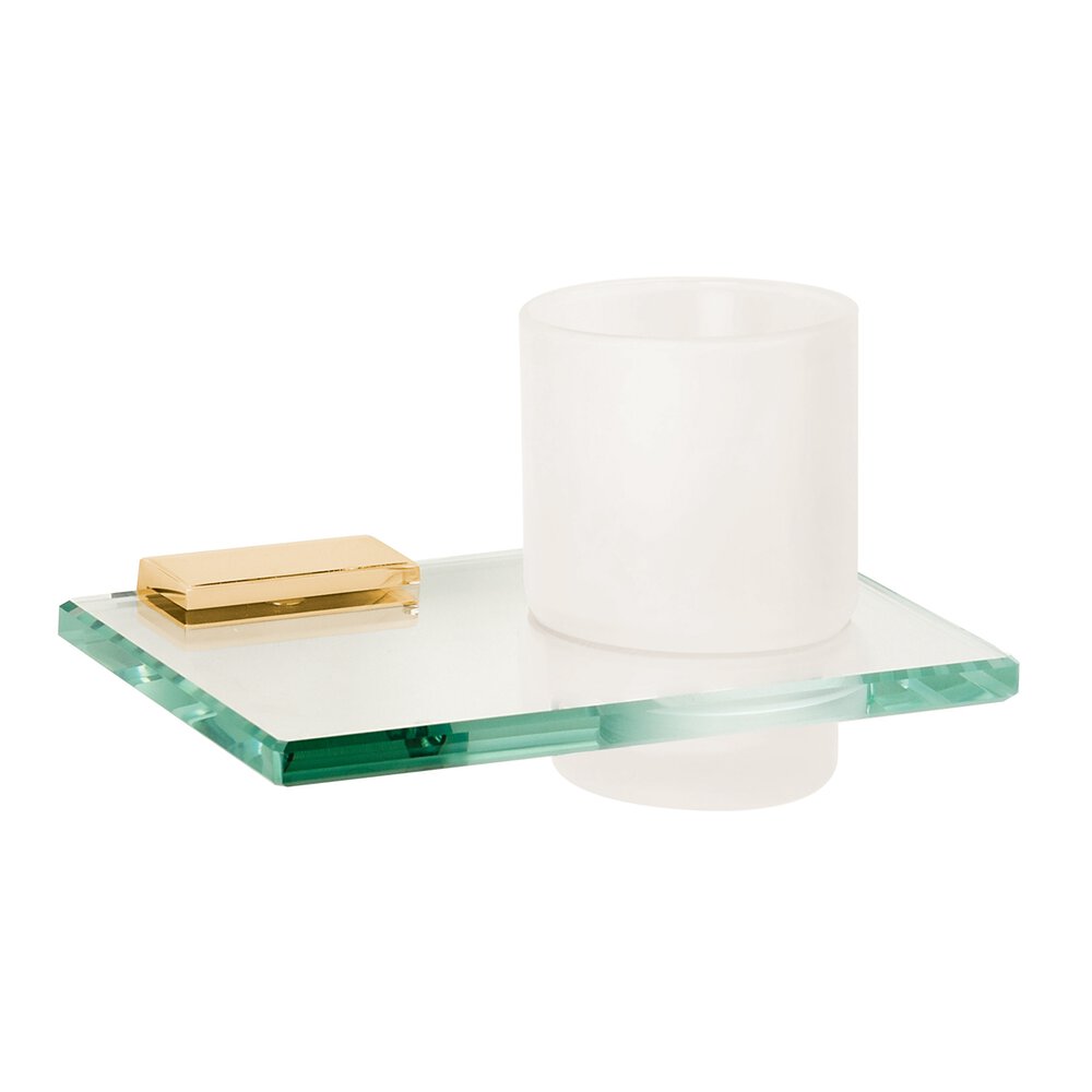 Tumbler Holder with Glass Tumbler in Unlacquered Brass