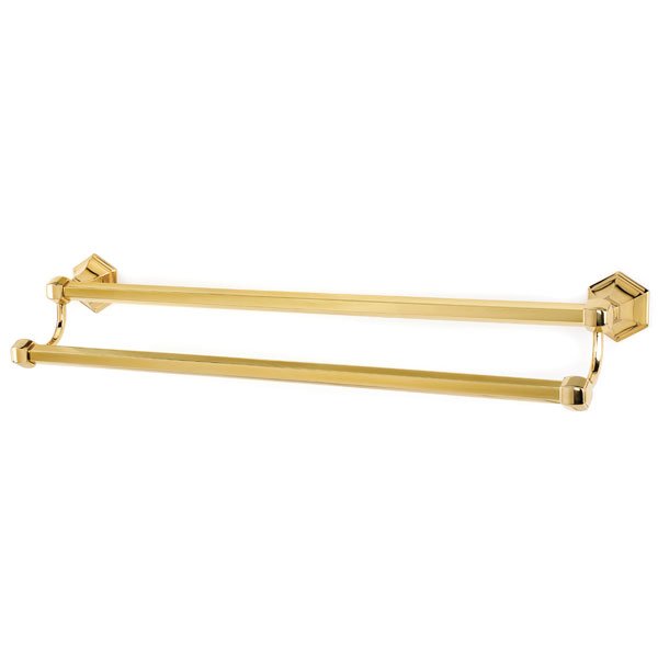 24" Double Towel Bar in Unlacquered Brass
