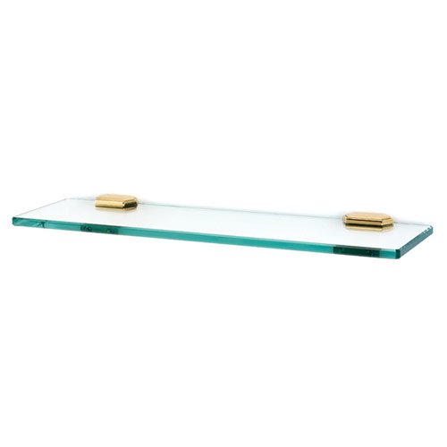 18" Glass Shelf with Brackets in Unlacquered Brass