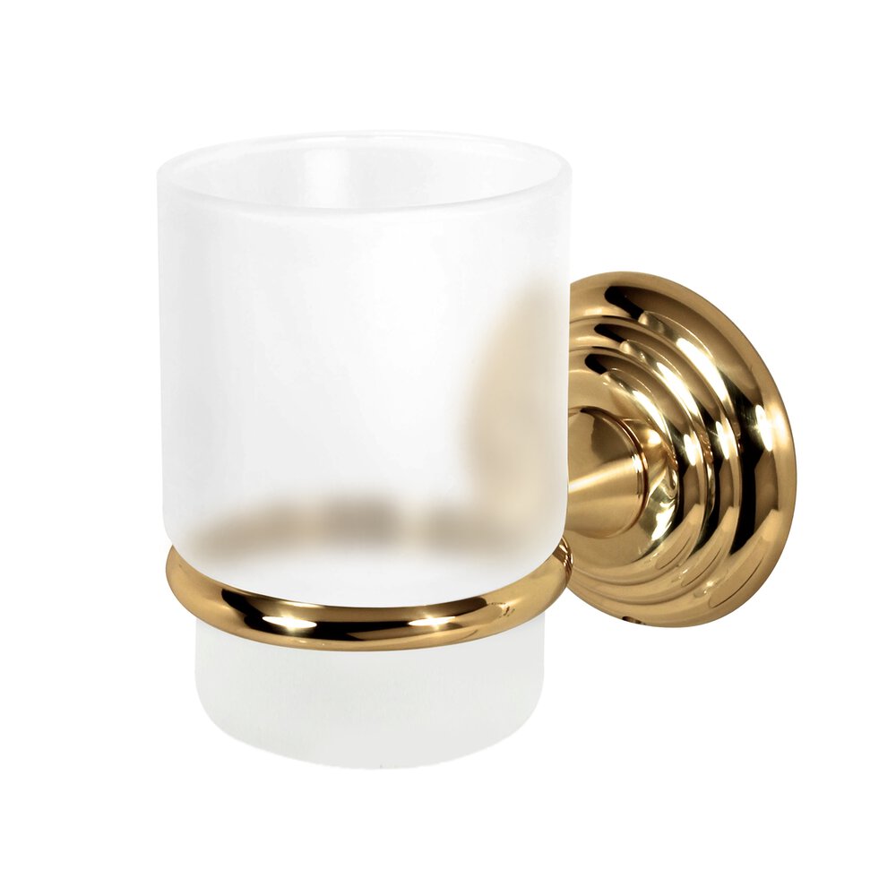 Tumbler Holder with Tumbler in Polished Brass