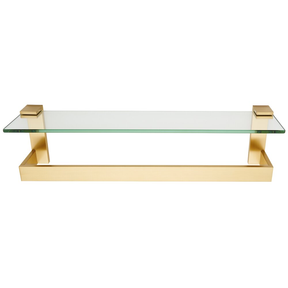 18" Glass Shelf With Towel Bar In Satin Brass