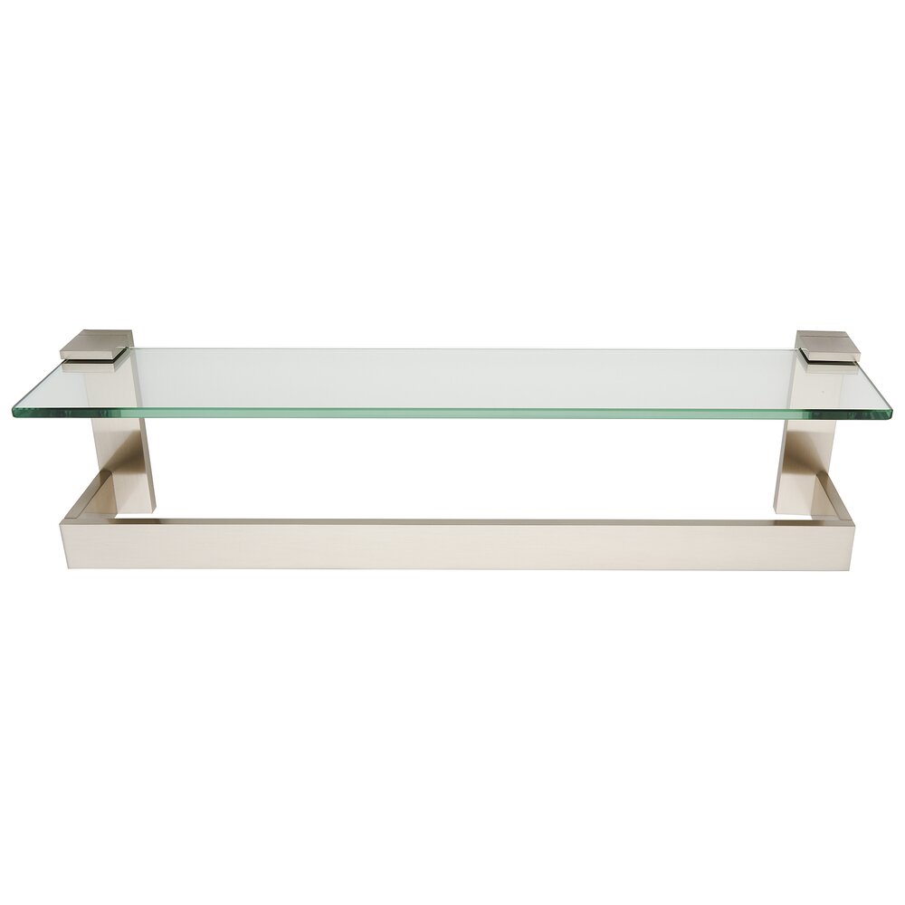 18" Glass Shelf With Towel Bar In Satin Nickel