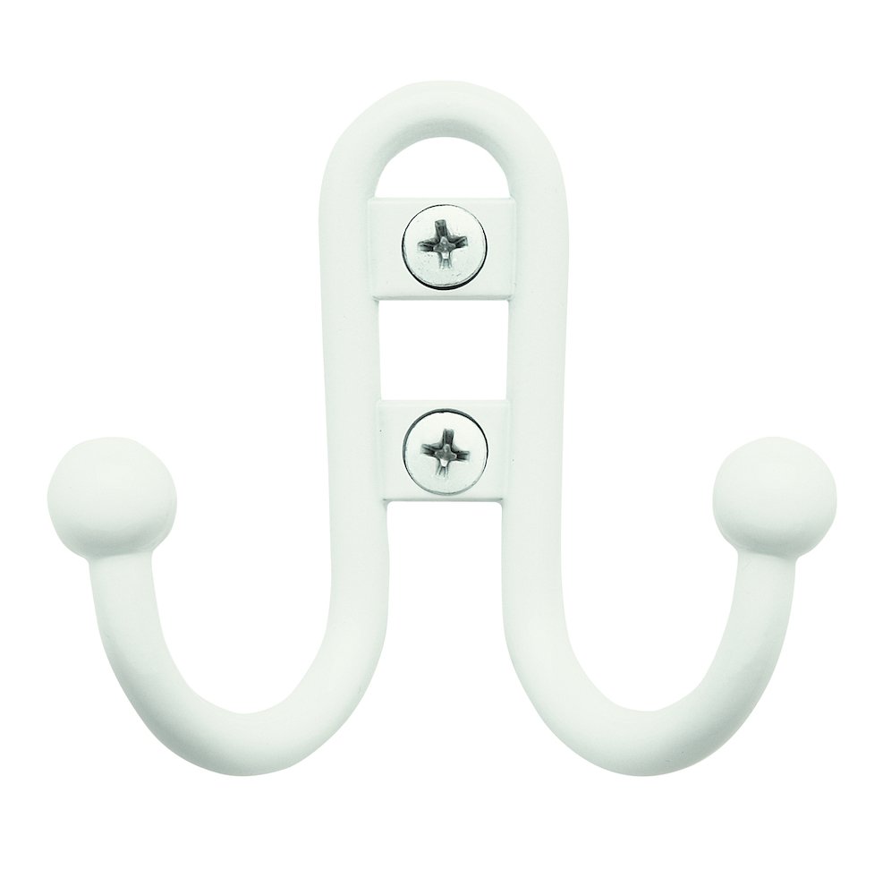 Double Prong Robe Hook in White