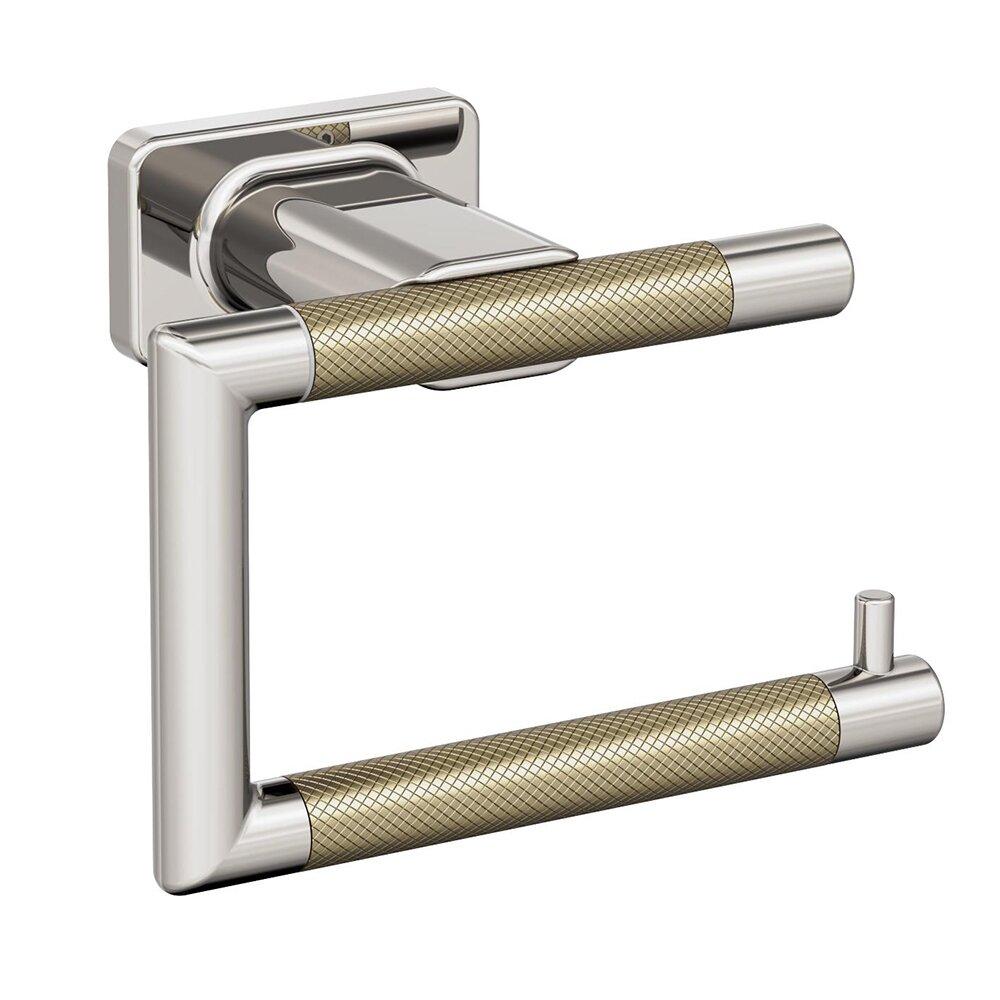 Single Post Toilet Paper Holder in Polished Nickel and Golden Champagne