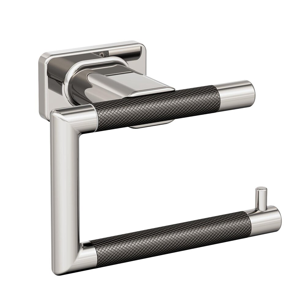 Single Post Toilet Paper Holder in Polished Nickel and Gunmetal
