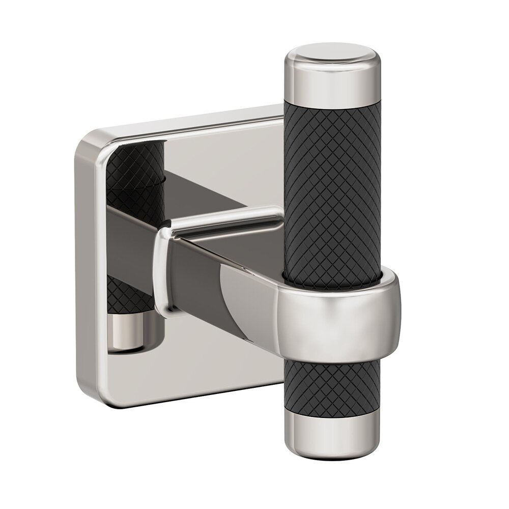 Single Robe Hook in Polished Nickel and Black Bronze