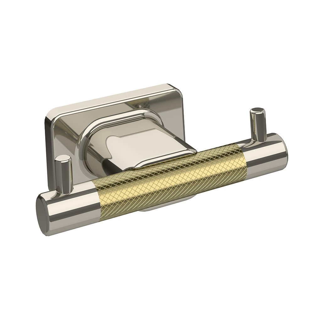 Double Robe Hook in Polished Nickel And Golden Champagne