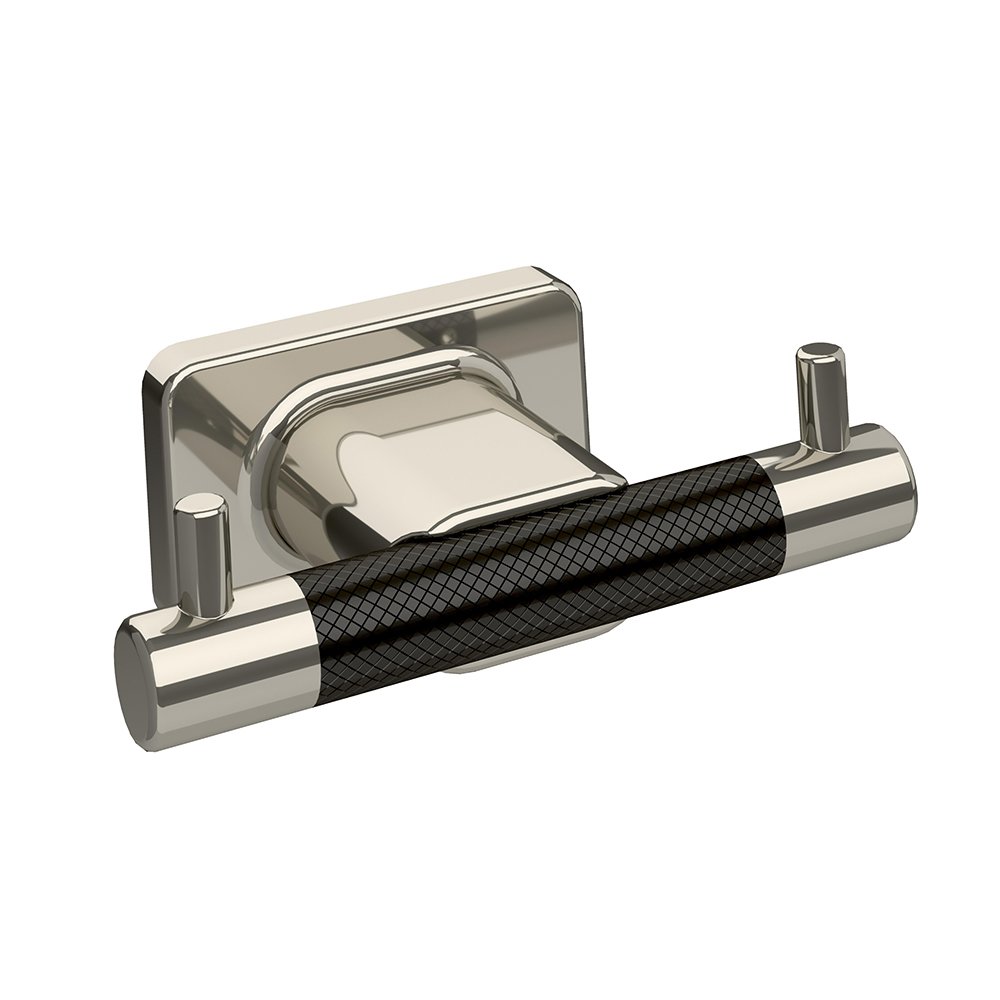 Double Robe Hook in Polished Nickel And Gunmetal