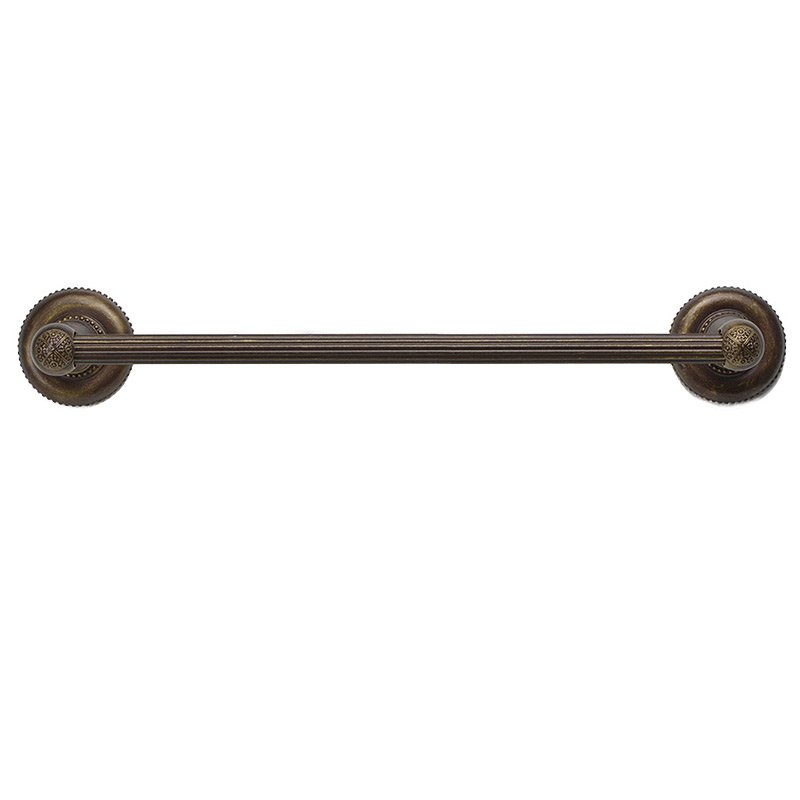 36" Center Towel Bar with 5/8" Reeded Center in Antique Brass
