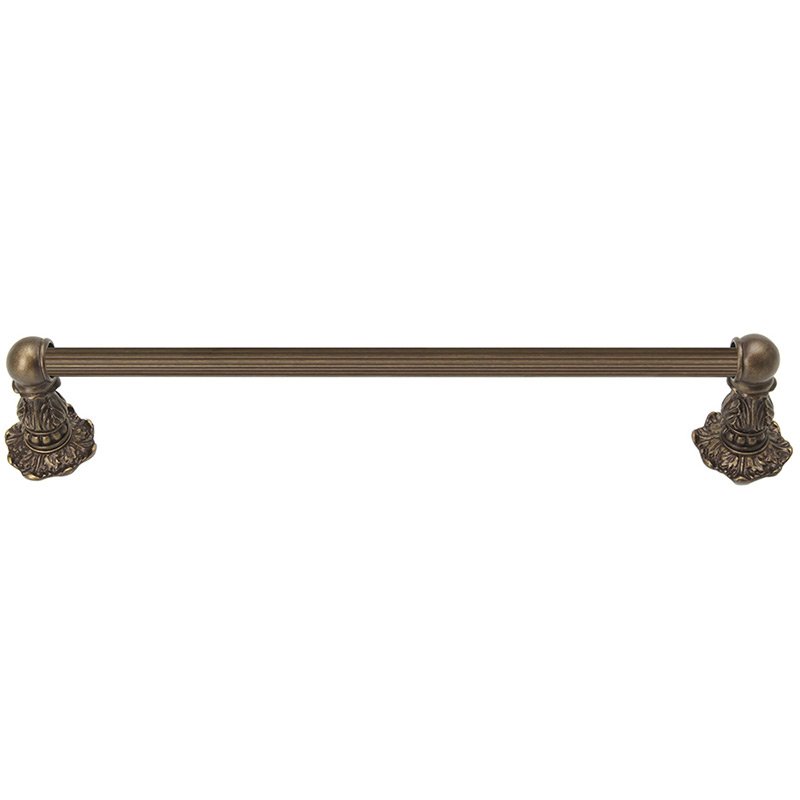 16" Centers Towel Bar with 5/8" Reeded Center Renaissance Style in Antique Brass