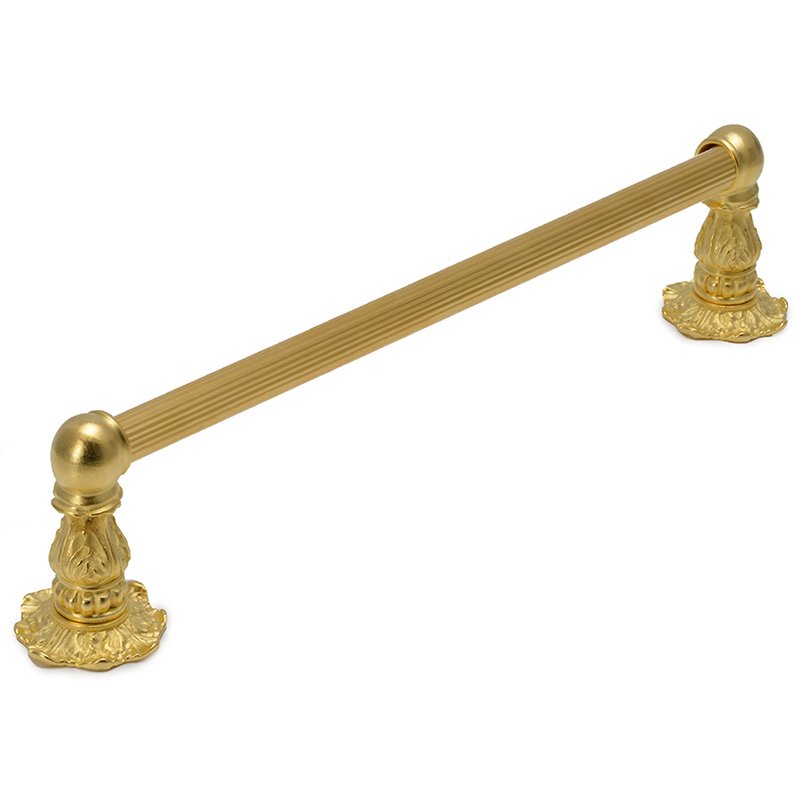 16" Centers Towel Bar with 5/8" Reeded Center Renaissance Style in Satin Gold