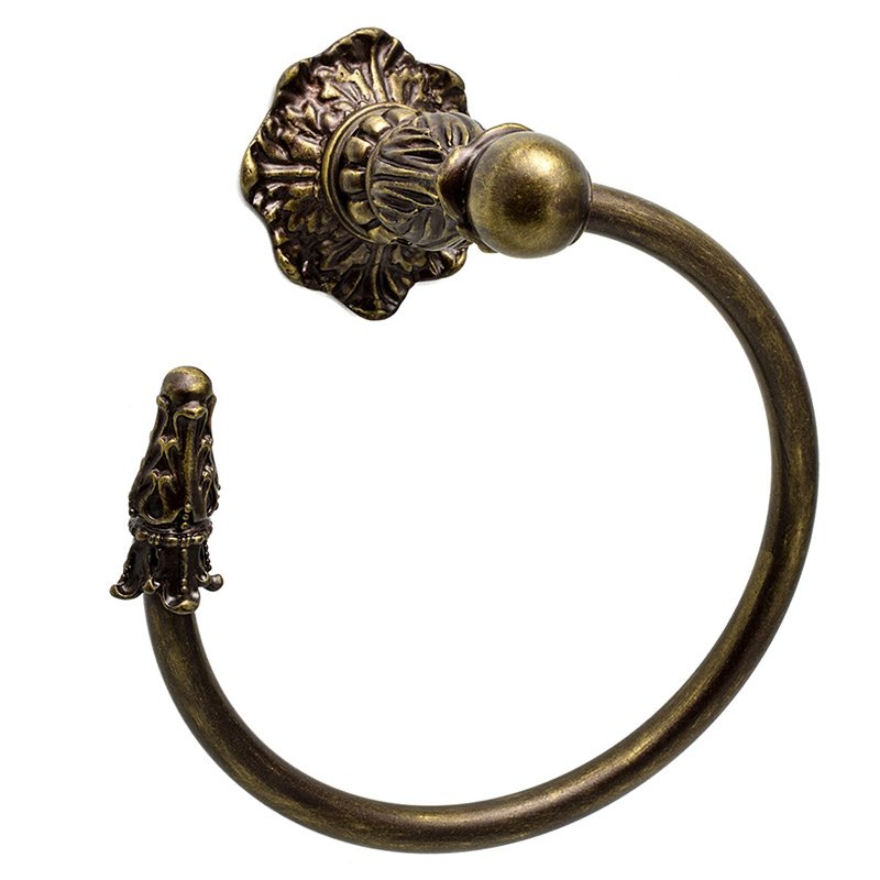Swing Smooth Towel Ring Left in Antique Brass