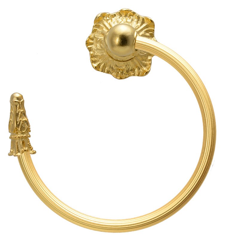 Swing Towel Reeded Ring Left Renaissance Style in Satin Gold