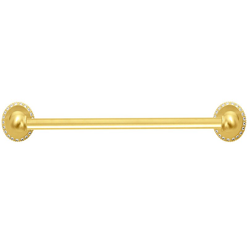 16" Centers Towel Bar with 5/8" Smooth Center in Satin Gold with Crystal