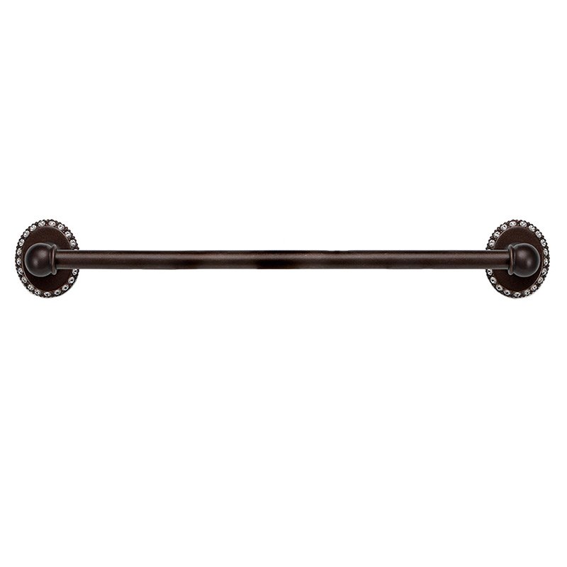 24" Centers Towel Bar with 5/8" Smooth Center in Oil Rubbed Bronze with Crystal