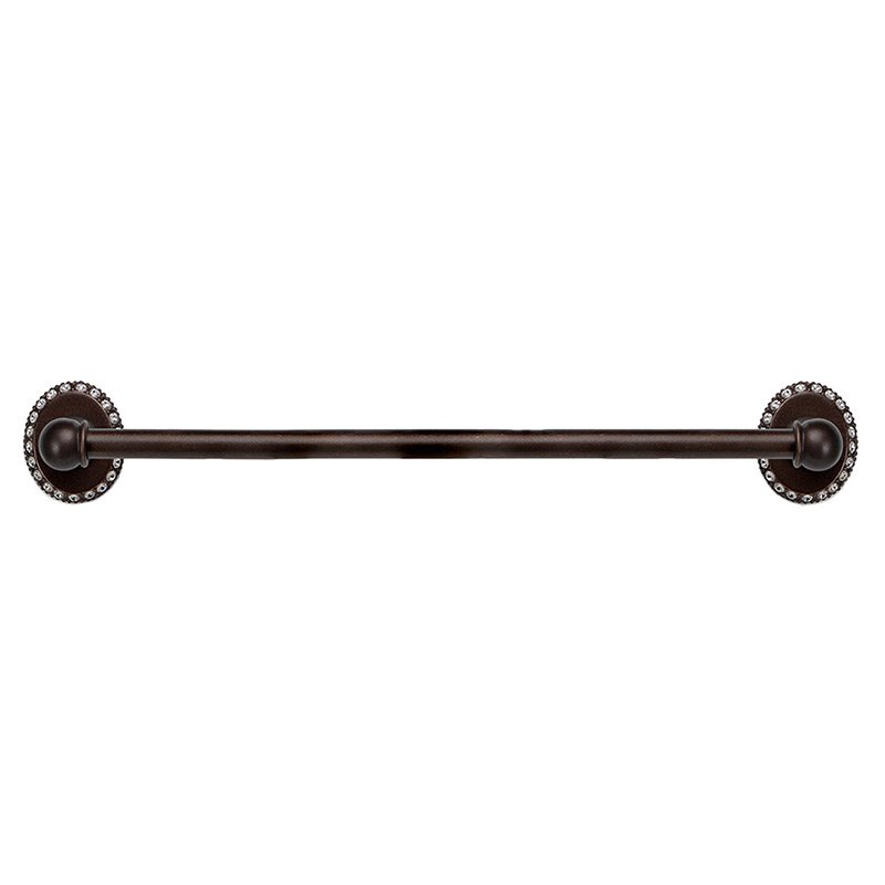 32" Centers Towel Bar with 5/8" Smooth Center in Oil Rubbed Bronze with Crystal