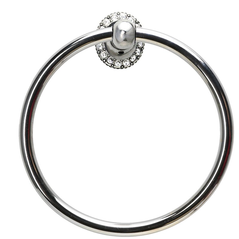 Full Swing Towel Smooth Ring With Swarovski Crystals In Platinum