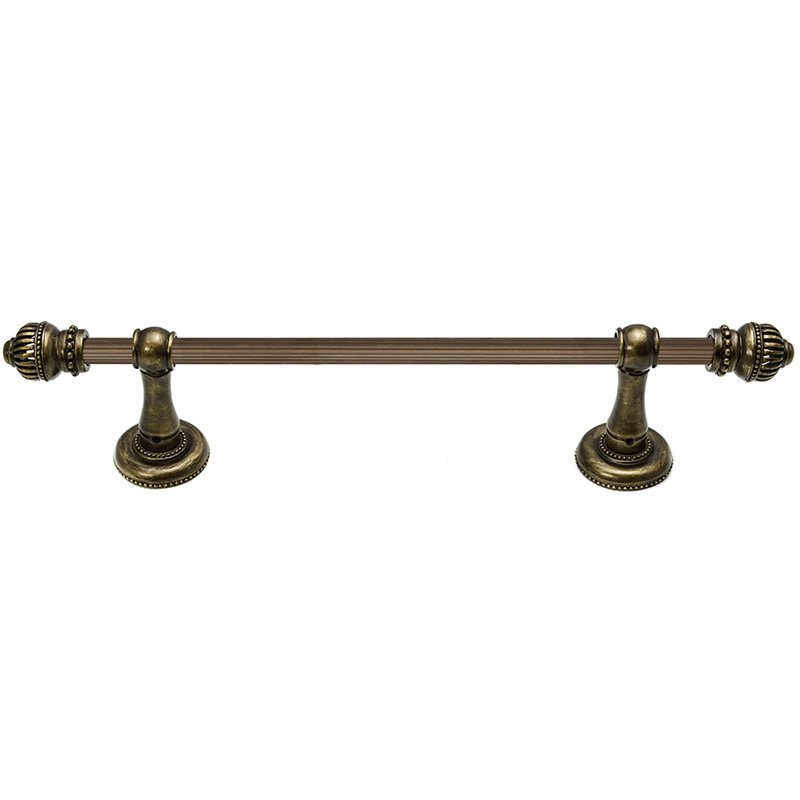 16" Centers Towel Bar with 5/8" Reeded Center in Antique Brass