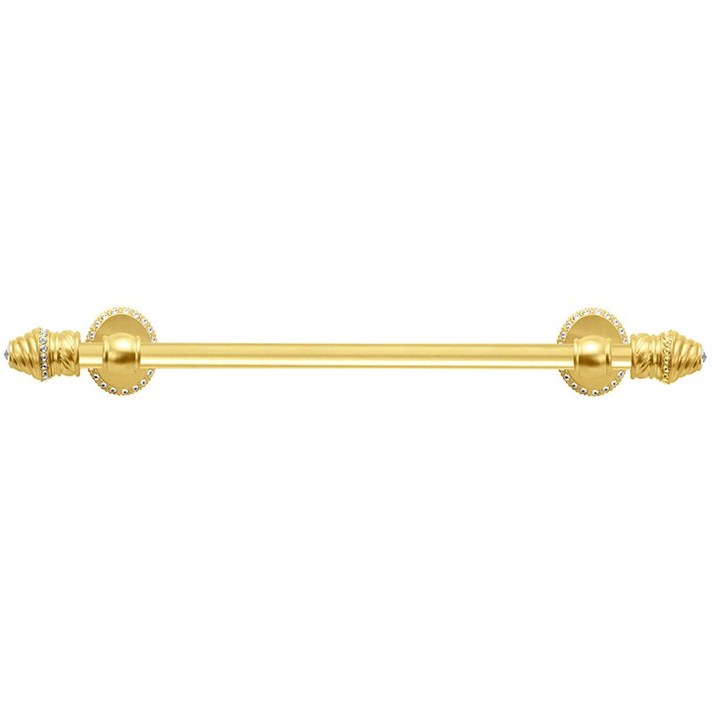 16" Centers Towel Bar with 5/8" Center Bar & 80 Rivoli Swarovski Elements in Satin Gold with Crystal