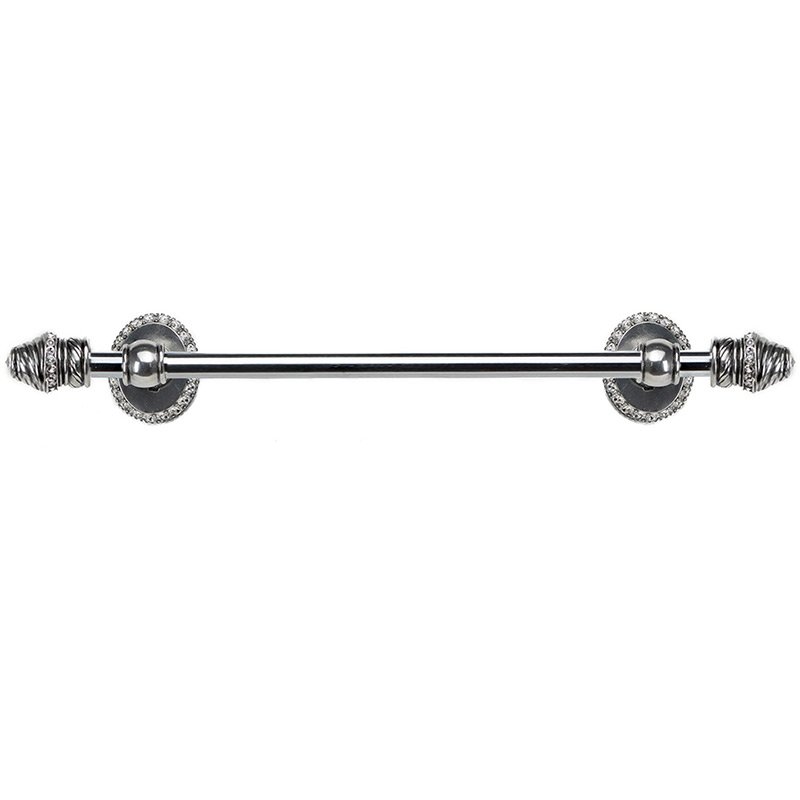 16" Centers Towel Bar with 5/8" Thick Smooth Center & 80 Rivoli Swarovski Elements in Chalice with Crystal