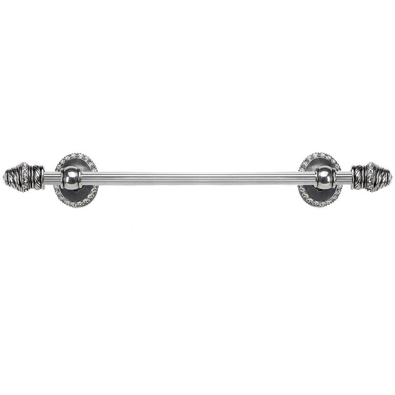 16" Centers Towel Bar with 80 Rivoli Swarovski Crystals With 5/8" Reeded Center In Chalice