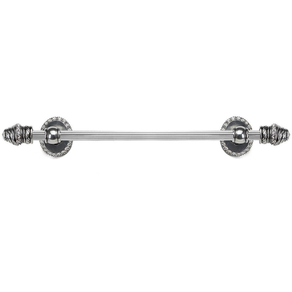 24" Centers Approx Towel Bar With 80 Rivoli Swarovski Crystals With 5/8" Reeded Center In Satin