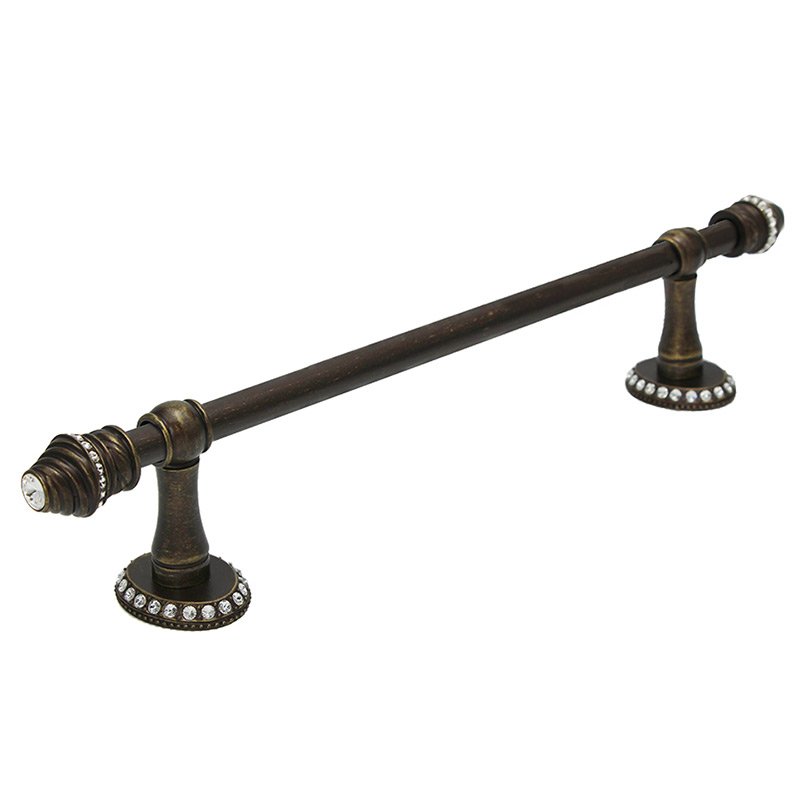 32" Centers Towel Bar with 5/8" Thick Smooth Center & 80 Rivoli Swarovski Elements in Antique Brass with Crystal