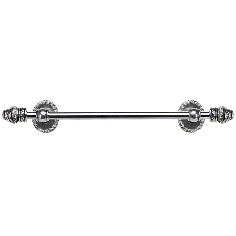 32" Centers Towel Bar with 5/8" Thick Smooth Center & 80 Rivoli Swarovski Elements in Chalice with Crystal