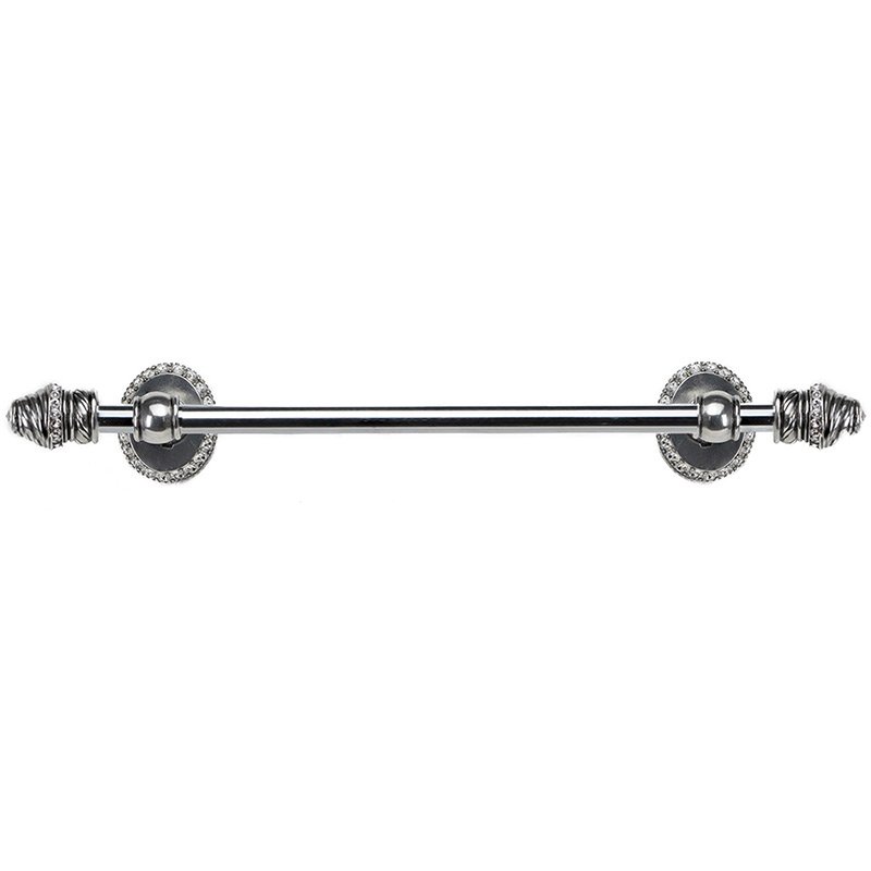 36" Centers Towel Bar with 5/8" Thick Smooth Center & 80 Rivoli Swarovski Elements in Chalice with Crystal