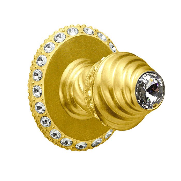 Robe Hook with 40 Rivoli Side Swarovski Crystals Large Backplate in Satin Gold with Crystal