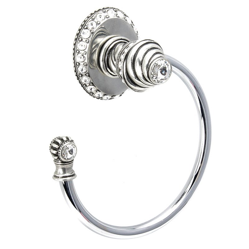 Large Towel Ring with 42 Rivoli Side Swarovski Crystals Left Large Backplate in Chalice with Crystal