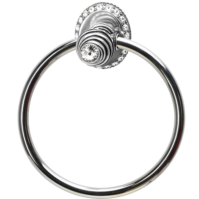 Full Swing Towel Smooth Ring Right With Swarovski Crystals In Platinum