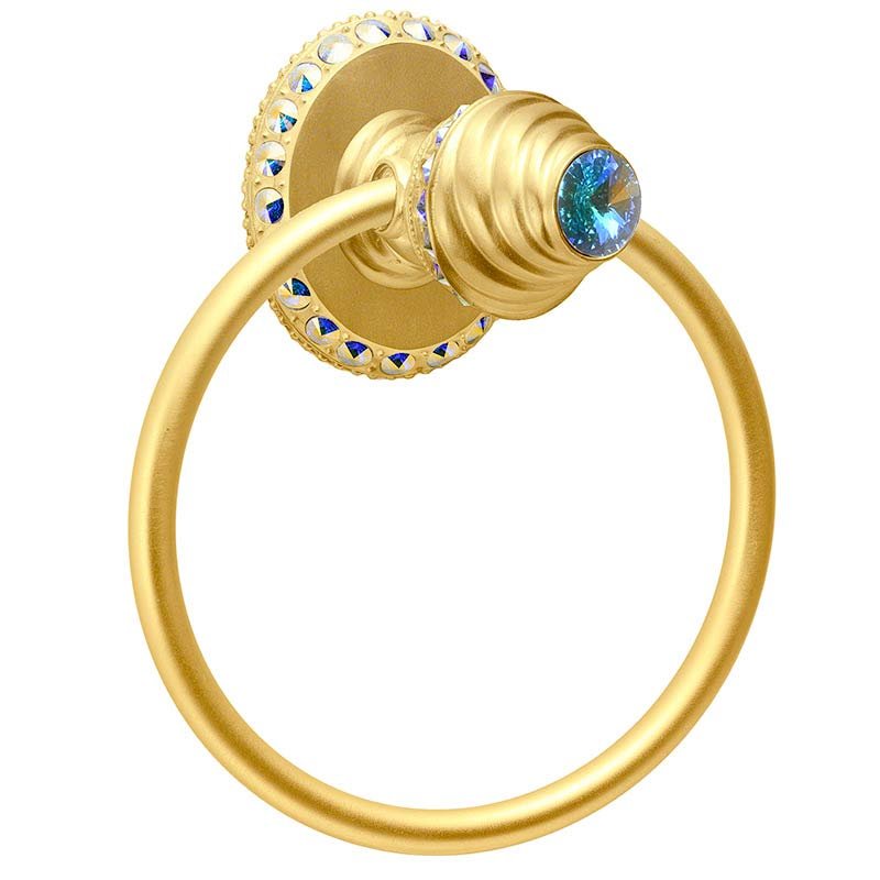Full Swing Towel Smooth Ring Right With Swarovski Crystals In Satin Gold
