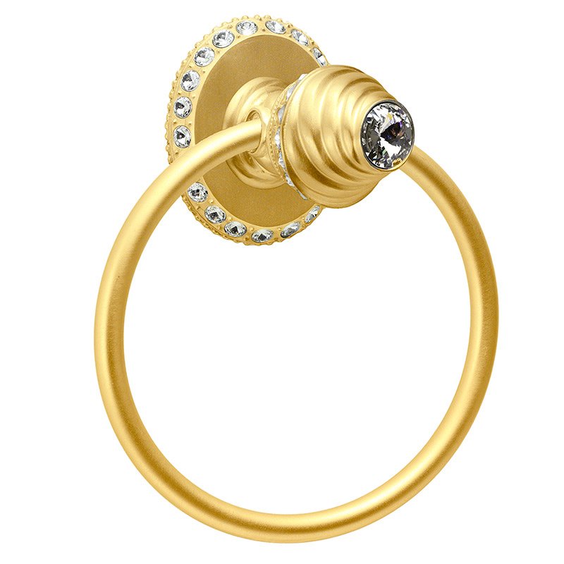 Full Swing Towel Smooth Ring Right With Swarovski Crystals In Satin Gold