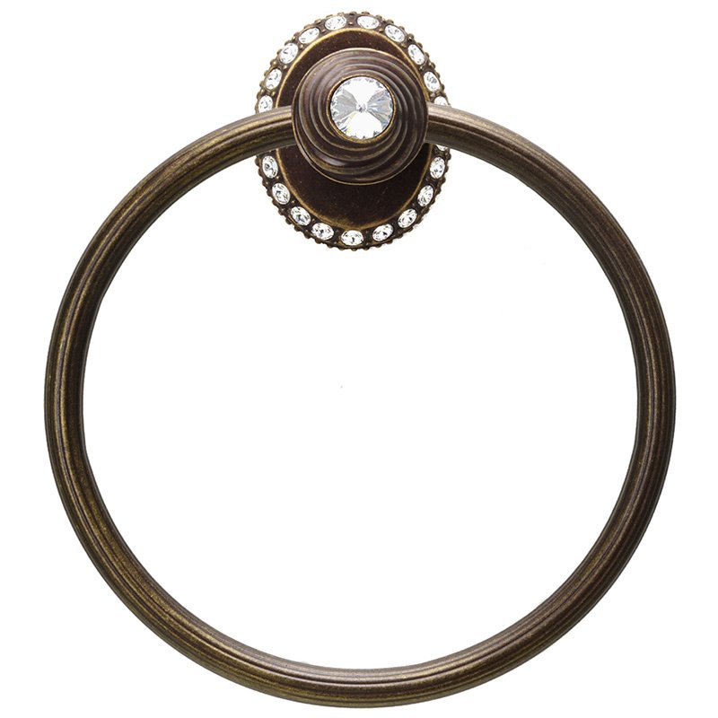 Full Swing Towel Reeded Ring Right With Swarovski Crystals In Oil Rubbed Bronze